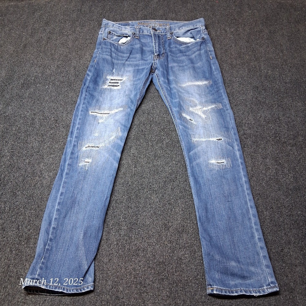 American Eagle Core Flex Slim Fit Jeans Men SZ 30x30 Distressed and Whiskered